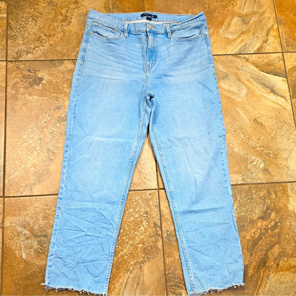 Calvin Klein Mid Rise Light Wash Blue Slim Fit Straight Leg Denim Jeans 14 #199